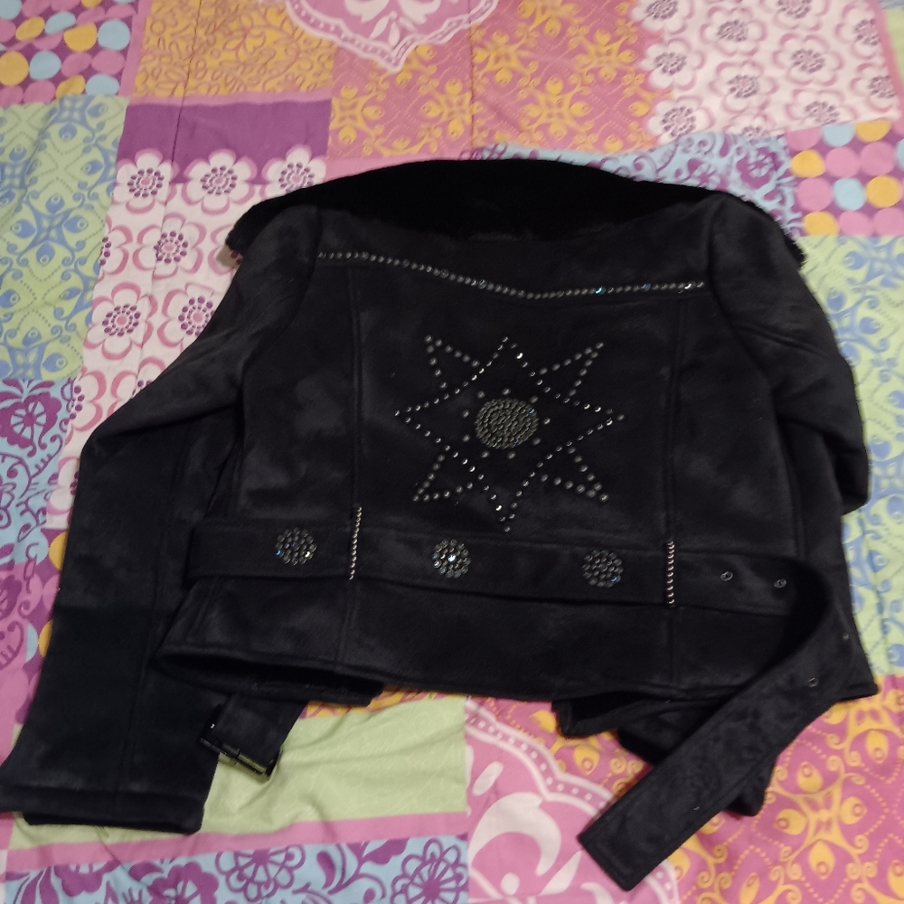 🧸Bejeweled bomber jacket black M - Picture 10 of 10